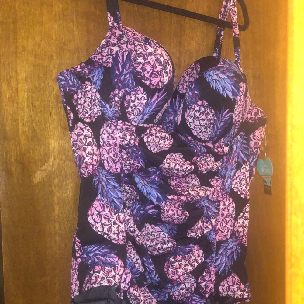 TORRID SIZE 3 PINEAPPLE PUSH-UP DEMI SLIM SWIMSUIT